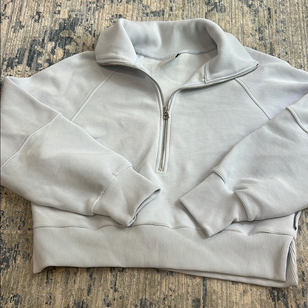 Varley Gray Zip Up Sweater with High Collar